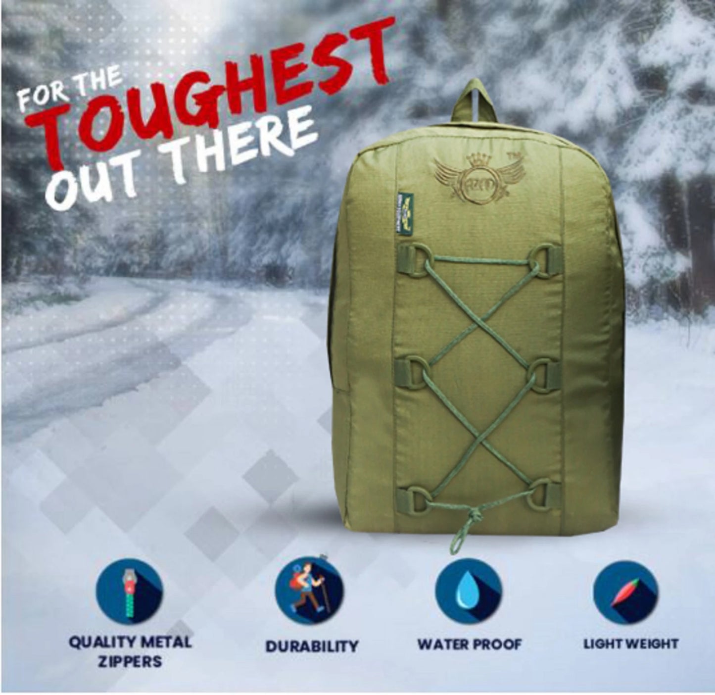 AZAD GEARS ARMY 15 LTR BACKPACK WITH EXTRA SPACE WITH 1 COMPARTMENT FOR TREKKING AND TRAVELLING | MEN & WOMEN | ARMY GREEN |FREE SIZE