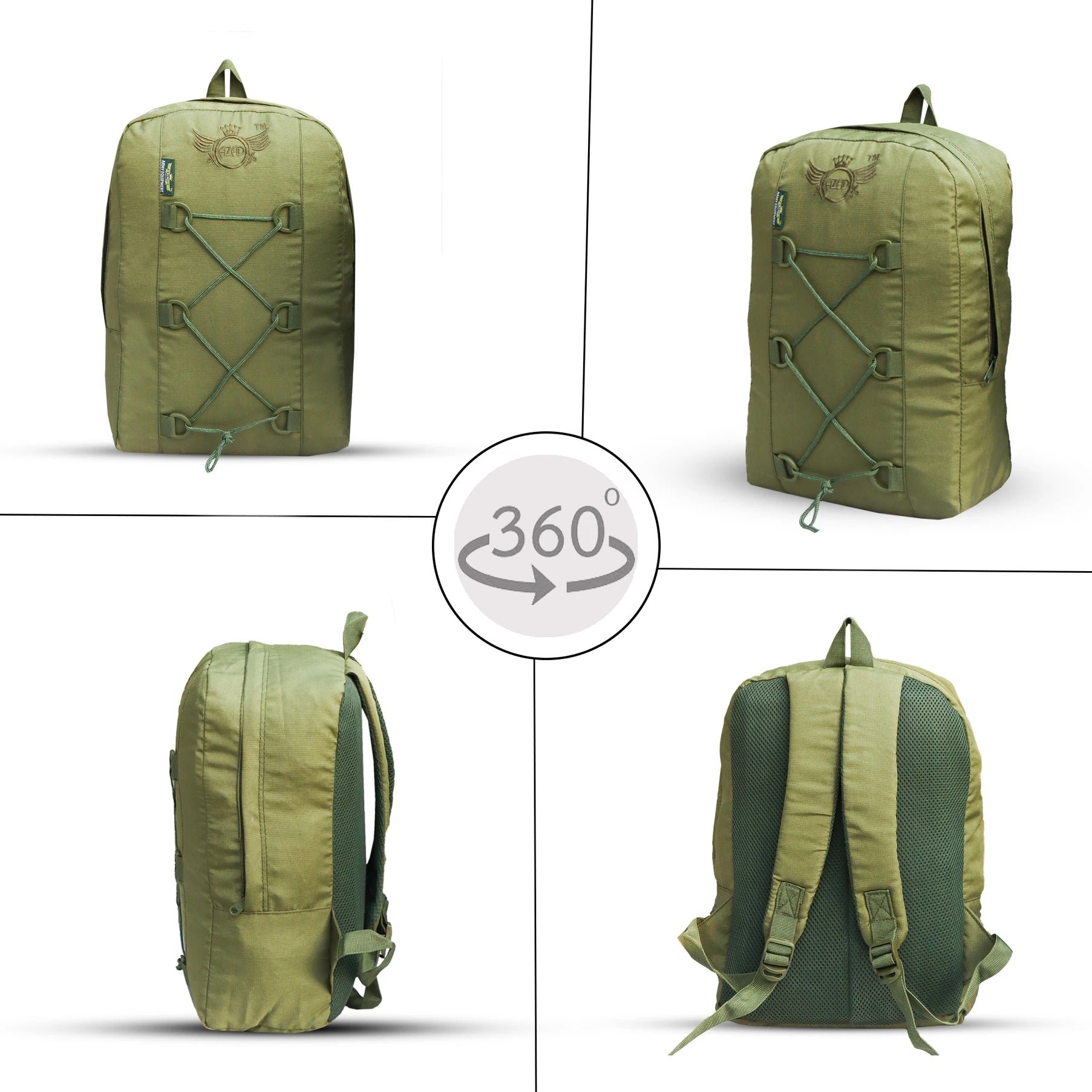 AZAD GEARS ARMY 15 LTR BACKPACK WITH EXTRA SPACE WITH 1 COMPARTMENT FOR TREKKING AND TRAVELLING | MEN & WOMEN | ARMY GREEN |FREE SIZE