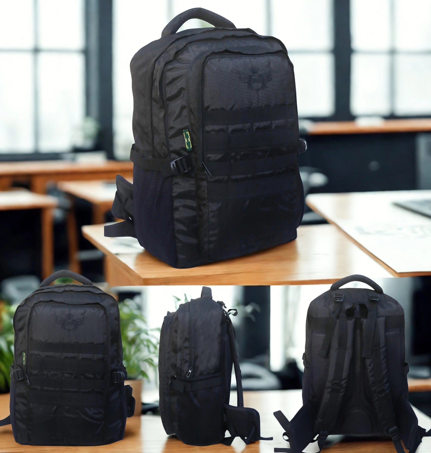 AZAD GEARS ARMY 35 LTR BACKPACK WITH EXTRA SPACE WITH 2 COMPARTMENT AND 1 POCKET FOR TREKKING AND TRAVELLING | MEN & WOMEN | ARMY BLACK| FREE SIZE