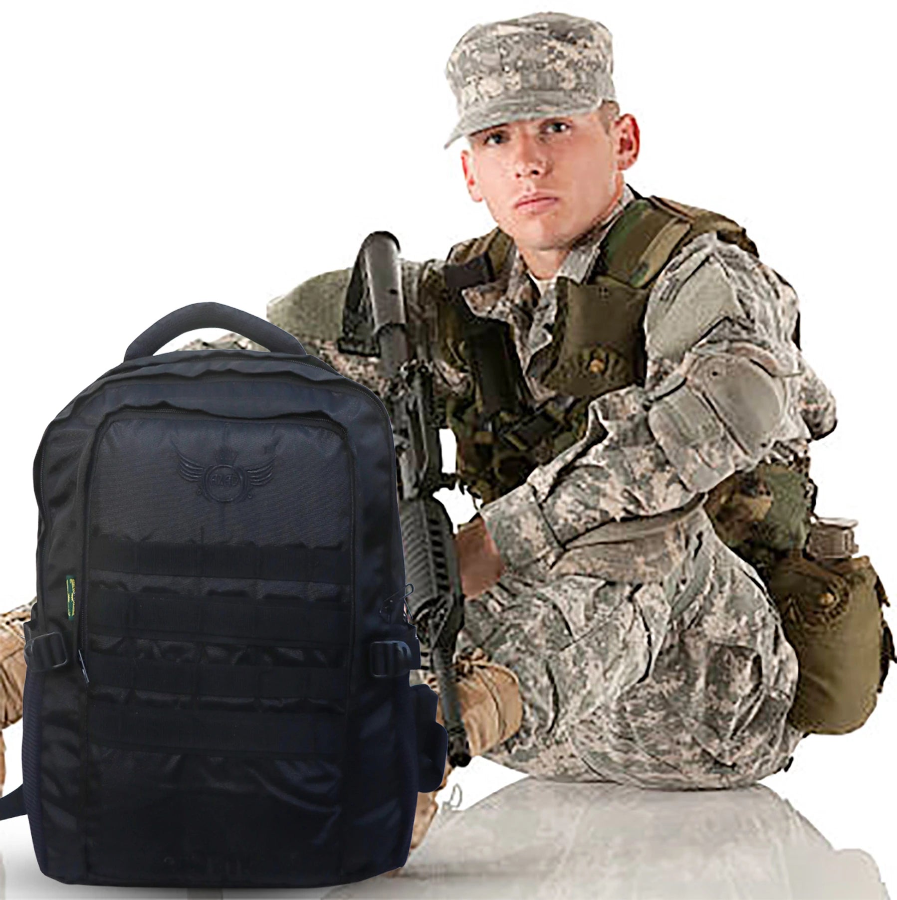 AZAD GEARS ARMY 35 LTR BACKPACK WITH EXTRA SPACE WITH 2 COMPARTMENT AND 1 POCKET FOR TREKKING AND TRAVELLING | MEN & WOMEN | ARMY BLACK| FREE SIZE