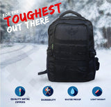 AZAD GEARS ARMY 35 LTR BACKPACK WITH EXTRA SPACE WITH 2 COMPARTMENT AND 1 POCKET FOR TREKKING AND TRAVELLING | MEN & WOMEN | ARMY BLACK| FREE SIZE