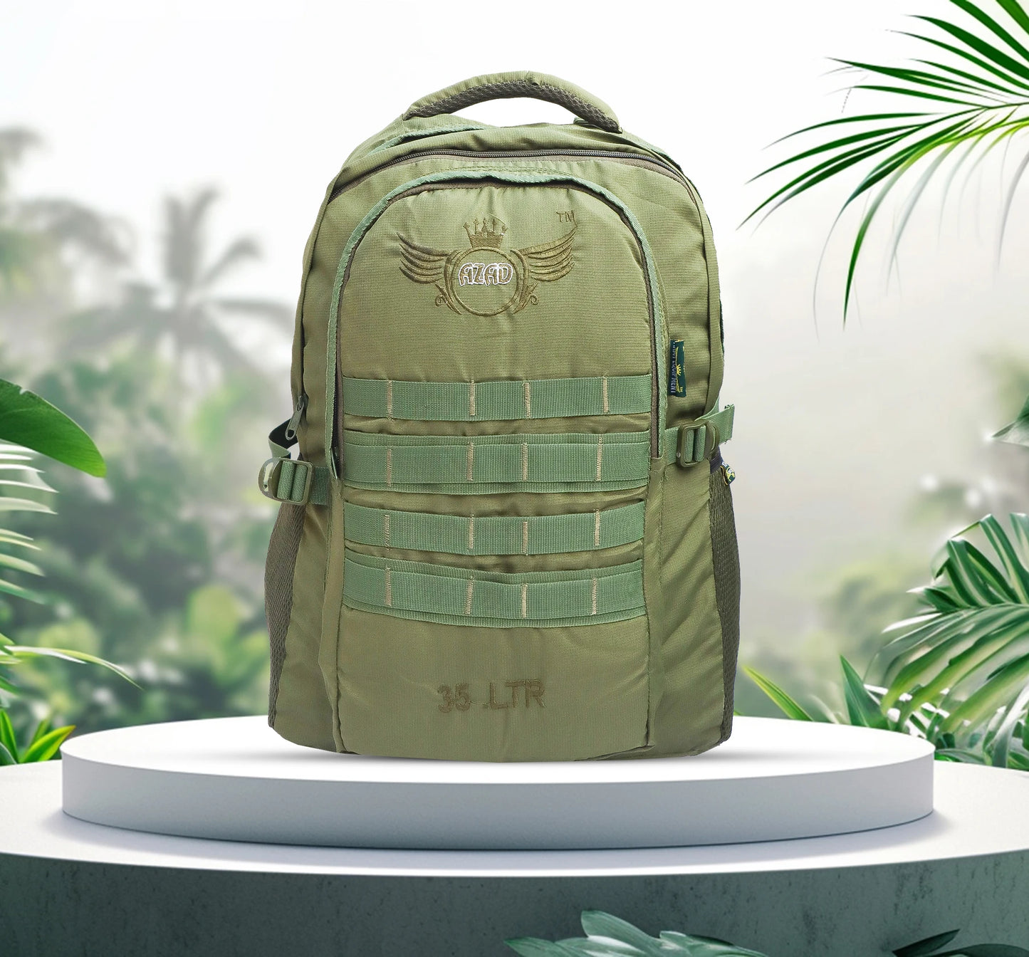 AZAD GEARS ARMY 35 LTR BACKPACK WITH EXTRA SPACE WITH 2 COMPARTMENT AND 1 POCKET FOR TREKKING AND TRAVELLING | MEN & WOMEN | ARMY BLACK| FREE SIZE