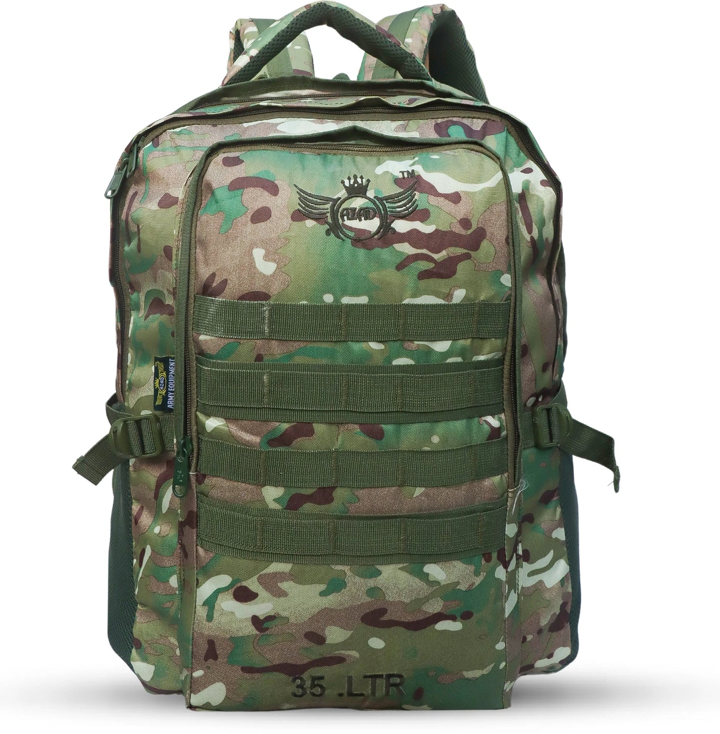 AZAD GEARS ARMY 35 LTR BACKPACK WITH EXTRA SPACE WITH 2 COMPARTMENT AND 1 POCKET FOR TREKKING AND TRAVELLING | MEN & WOMEN | ARMY BLACK| FREE SIZE