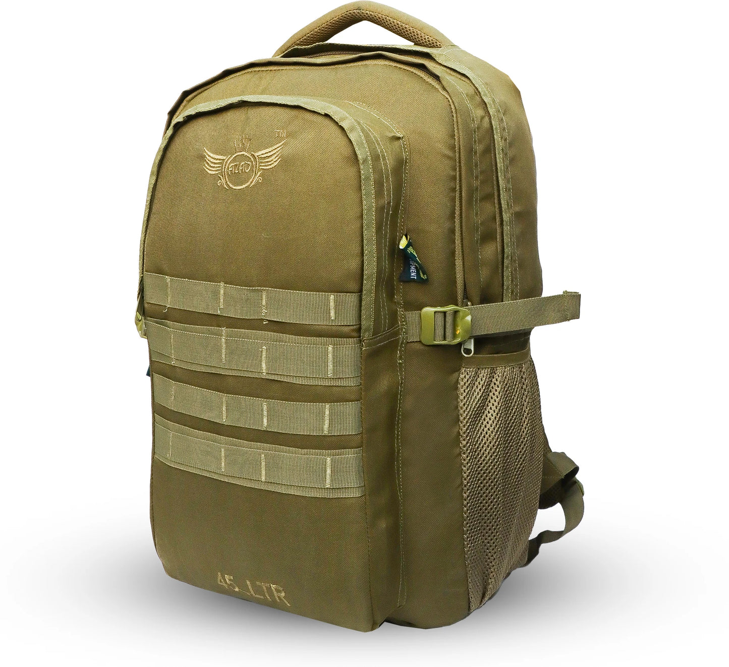 AZAD GEARS ARMY 45 LTR BACKPACK WITH EXTRA SPACE WITH 2 COMPARTMENT AND 1 POCKET FOR TREKKING AND TRAVELLING | MEN & WOMEN | ARMY LITE GREEN| FREE SIZE