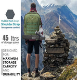 AZAD GEARS ARMY 45 LTR BACKPACK WITH EXTRA SPACE WITH 2 COMPARTMENT AND 1 POCKET FOR TREKKING AND TRAVELLING | MEN & WOMEN | ARMY GREEN| FREE SIZE