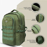 AZAD GEARS ARMY 45 LTR BACKPACK WITH EXTRA SPACE WITH 2 COMPARTMENT AND 1 POCKET FOR TREKKING AND TRAVELLING | MEN & WOMEN | ARMY GREEN| FREE SIZE