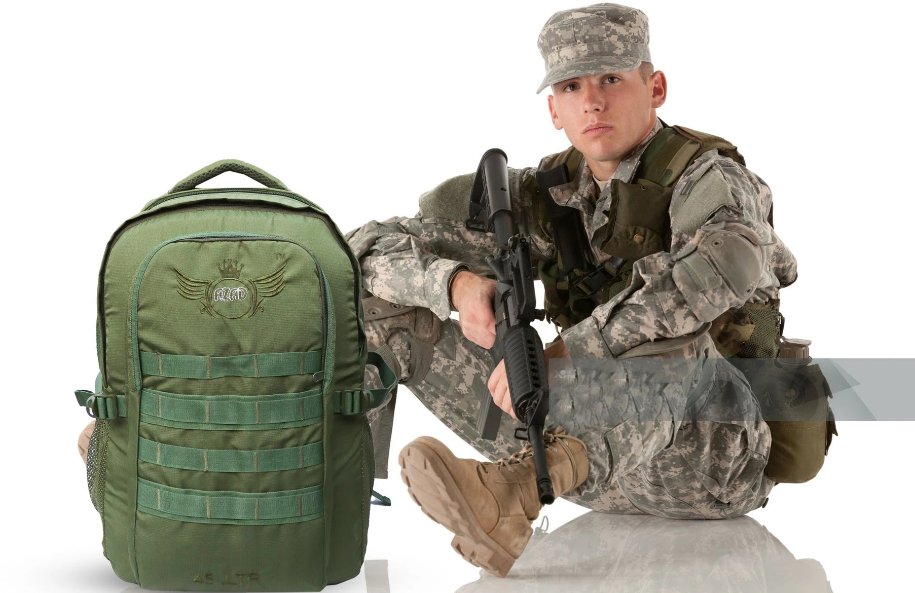 AZAD GEARS ARMY 45 LTR BACKPACK WITH EXTRA SPACE WITH 2 COMPARTMENT AND 1 POCKET FOR TREKKING AND TRAVELLING | MEN & WOMEN | ARMY GREEN| FREE SIZE