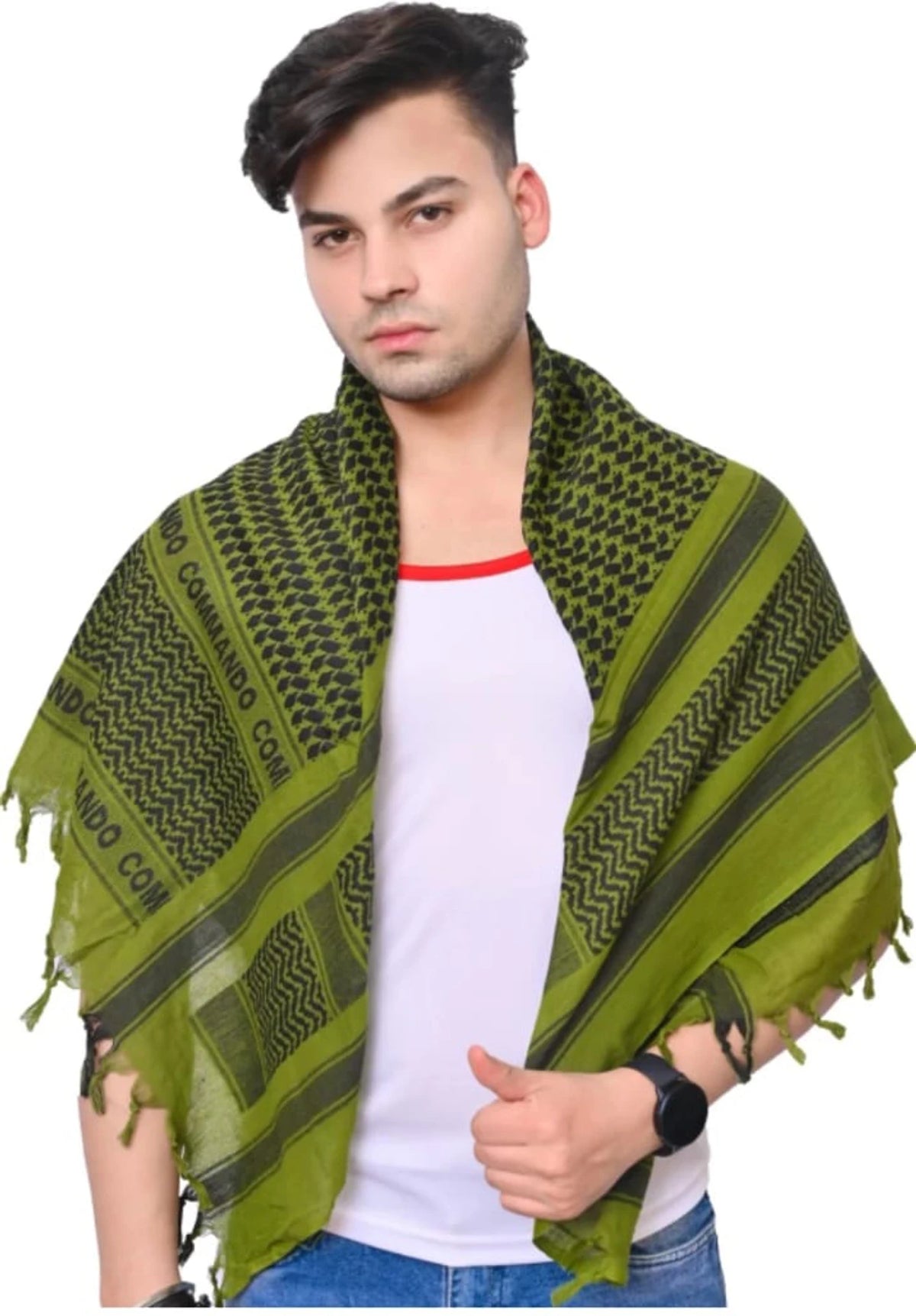 AZAD GEARS ARMY AFGHANI PATKA PRINTED FOR CASUAL MADE WITH 100% COTTON FOR TREKKING AND TRAVELLING | MEN & WOMEN | ARMY GREEN | FREE SIZE