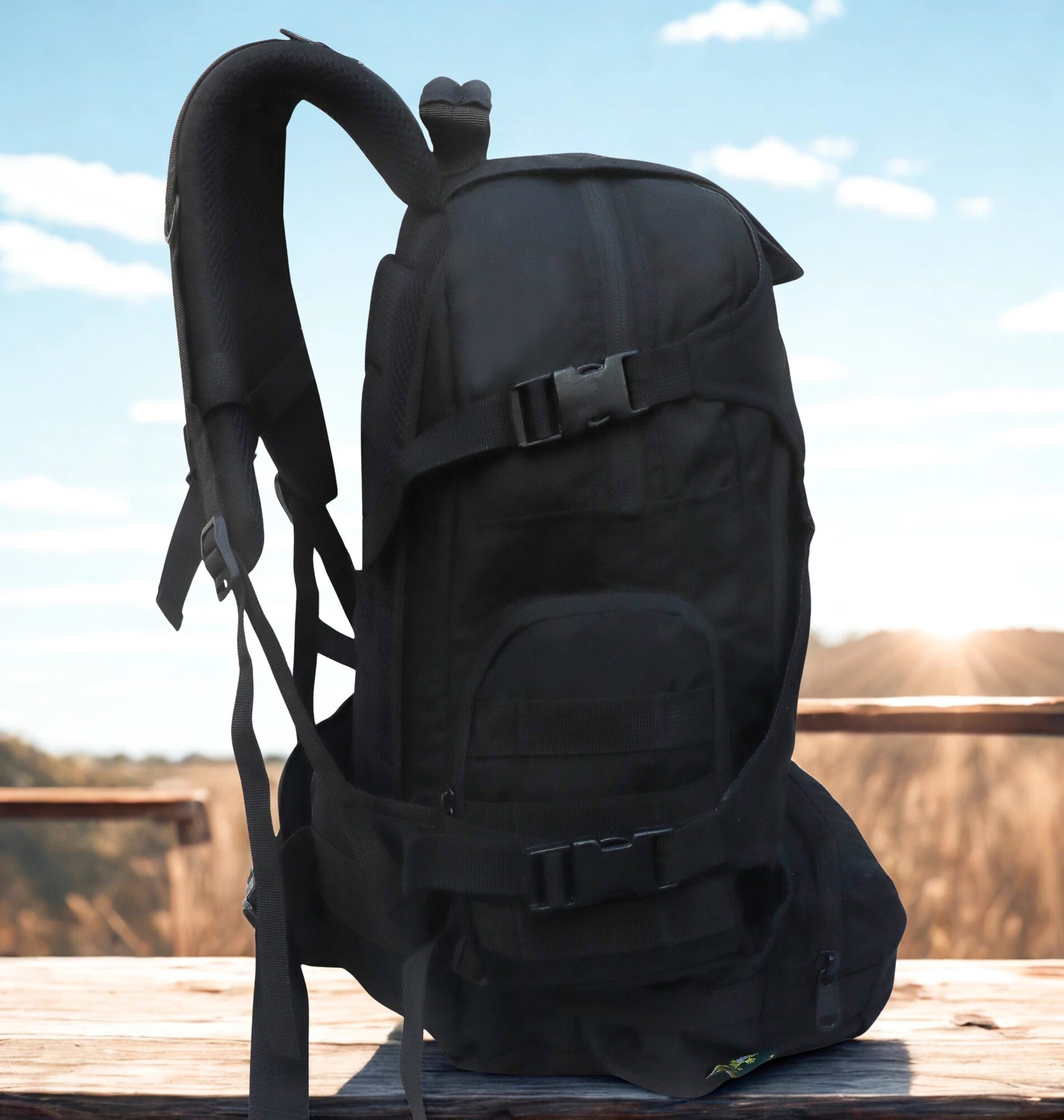 AZAD GEARS ARMY AMBUSH 85 LTR BACKPACK WITH SLING BAG AND EXTRA SPACE WITH 1 COMPARTMENT AND 6 POCKETS FOR TREKKING AND TRAVELLING | MEN & WOMEN | ARMY BLACK| FREE SIZE