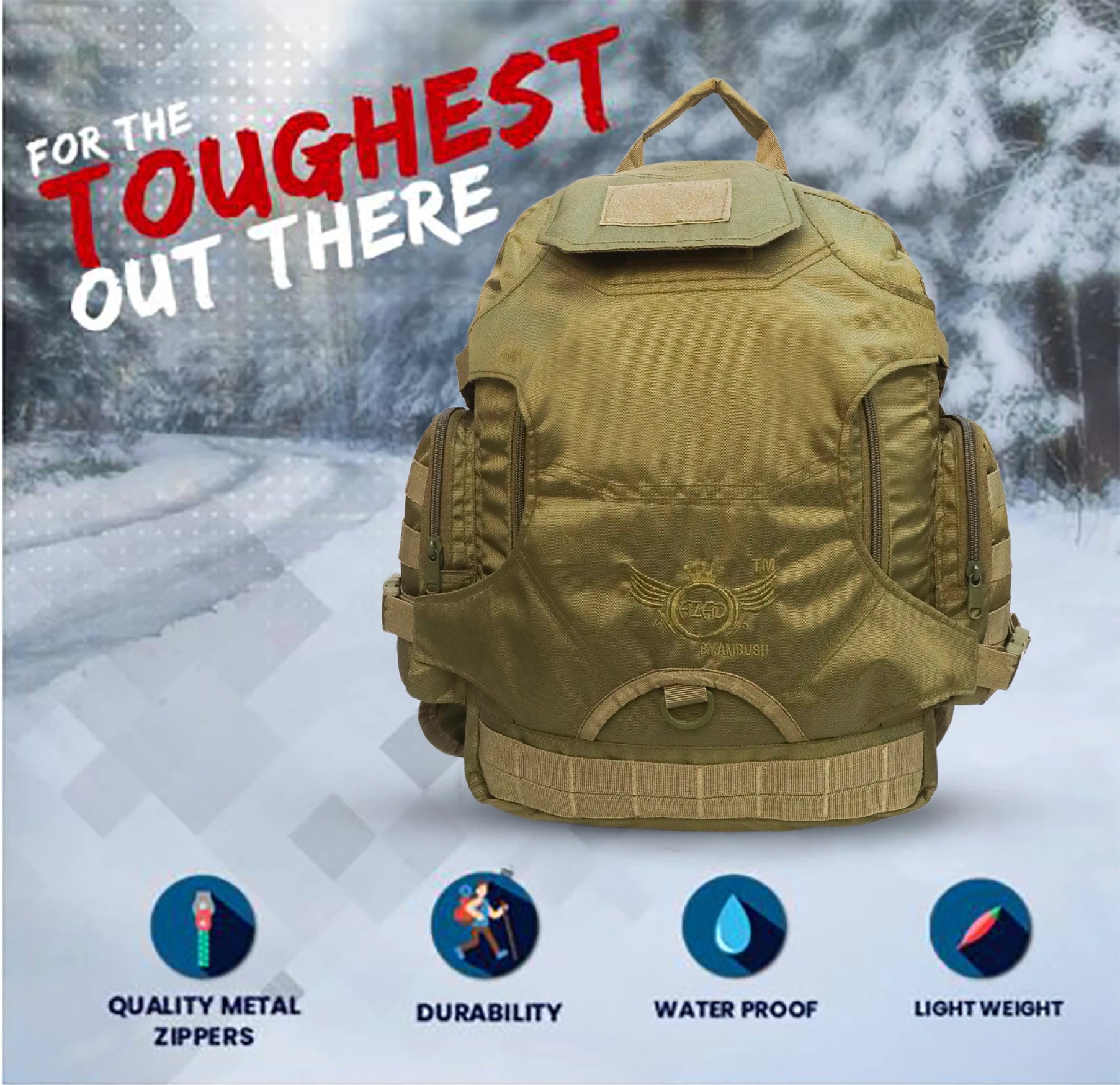 AZAD GEARS ARMY AMBUSH 85 LTR BACKPACK WITH SLING BAG AND EXTRA SPACE WITH 1 COMPARTMENT AND 6 POCKETS FOR TREKKING AND TRAVELLING | MEN & WOMEN | ARMY LITE GREEN| FREE SIZE