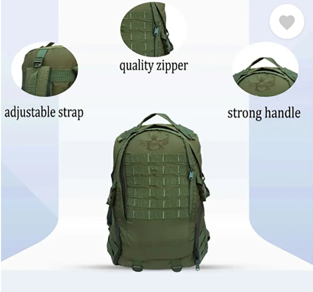 AZAD GEARS ARMY BULLET 40 LTR BACKPACK WITH EXTRA SPACE WITH 2 COMPARTMENT AND 3 POCKETS FOR TREKKING AND TRAVELLING | MEN & WOMEN | ARMY GREEN | FREE SIZE