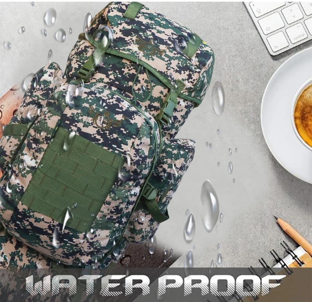 AZAD GEARS ARMY METAL FRAME CHAMPION RUCKSACK 135 LTR BAG WITH DETACHABLE BACKPACK AND MULTIPLE POCKETS AND  PROTECTED BASE FOR TREKKING AND TRAVELLING | MEN & WOMEN | ARMY COBRA | LARGE CAPACITY