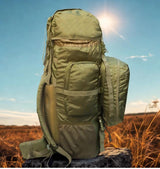 AZAD GEARS ARMY METAL FRAME CHAMPION RUCKSACK 135 LTR BAG WITH DETACHABLE BACKPACK AND MULTIPLE POCKETS AND  PROTECTED BASE FOR TREKKING AND TRAVELLING | MEN & WOMEN | ARMY LITE GREEN | LARGE CAPACITY