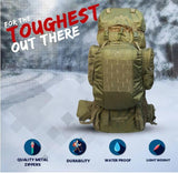 AZAD GEARS ARMY METAL FRAME CHAMPION RUCKSACK 135 LTR BAG WITH DETACHABLE BACKPACK AND MULTIPLE POCKETS AND  PROTECTED BASE FOR TREKKING AND TRAVELLING | MEN & WOMEN | ARMY LITE GREEN | LARGE CAPACITY