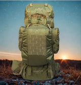 AZAD GEARS ARMY METAL FRAME CHAMPION RUCKSACK 135 LTR BAG WITH DETACHABLE BACKPACK AND MULTIPLE POCKETS AND  PROTECTED BASE FOR TREKKING AND TRAVELLING | MEN & WOMEN | ARMY LITE GREEN | LARGE CAPACITY