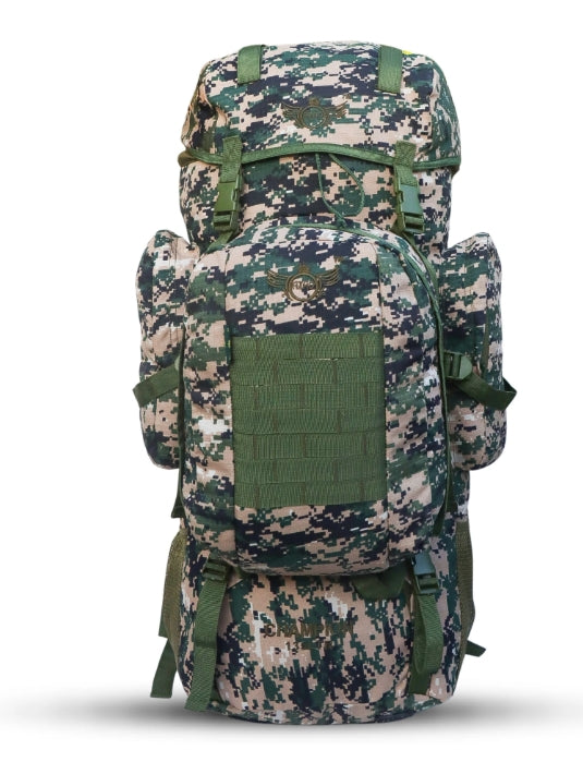 AZAD GEARS ARMY METAL FRAME CHAMPION RUCKSACK 135 LTR BAG WITH DETACHABLE BACKPACK AND MULTIPLE POCKETS AND  PROTECTED BASE FOR TREKKING AND TRAVELLING | MEN & WOMEN | ARMY LITE GREEN | LARGE CAPACITY