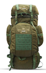 AZAD GEARS ARMY METAL FRAME CHAMPION RUCKSACK 135 LTR BAG WITH DETACHABLE BACKPACK AND MULTIPLE POCKETS AND  PROTECTED BASE FOR TREKKING AND TRAVELLING | MEN & WOMEN | ARMY LITE GREEN | LARGE CAPACITY