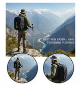 AZAD GEARS ARMY DEFENDER 35 LTR BACKPACK WITH EXTRA SPACE WITH 2 COMPARTMENT AND 3 POCKETS FOR TREKKING AND TRAVELLING | MEN & WOMEN | ARMY BLACK| FREE SIZE