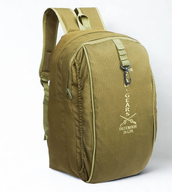 AZAD GEARS ARMY DEFENDER 35 LTR BACKPACK WITH EXTRA SPACE WITH 2 COMPARTMENT AND 3 POCKETS FOR TREKKING AND TRAVELLING | MEN & WOMEN | ARMY LITE GREEN | FREE SIZE
