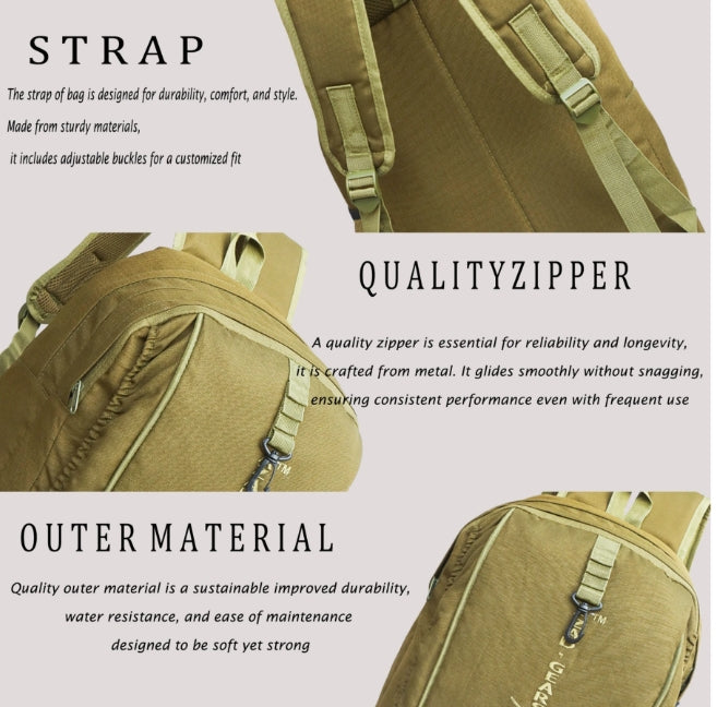 AZAD GEARS ARMY DEFENDER 35 LTR BACKPACK WITH EXTRA SPACE WITH 2 COMPARTMENT AND 3 POCKETS FOR TREKKING AND TRAVELLING | MEN & WOMEN | ARMY LITE GREEN | FREE SIZE