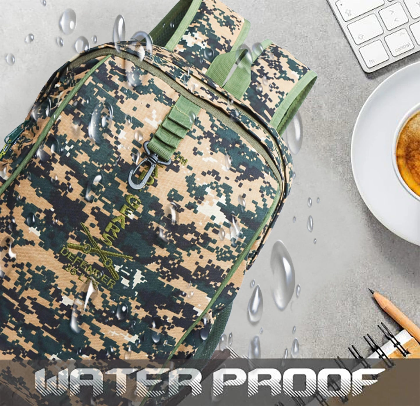 AZAD GEARS ARMY DEFENDER 35 LTR BACKPACK WITH EXTRA SPACE WITH 2 COMPARTMENT AND 3 POCKETS FOR TREKKING AND TRAVELLING | MEN & WOMEN | ARMY NEW DIGITAL CAMOUFLAGE| FREE SIZE