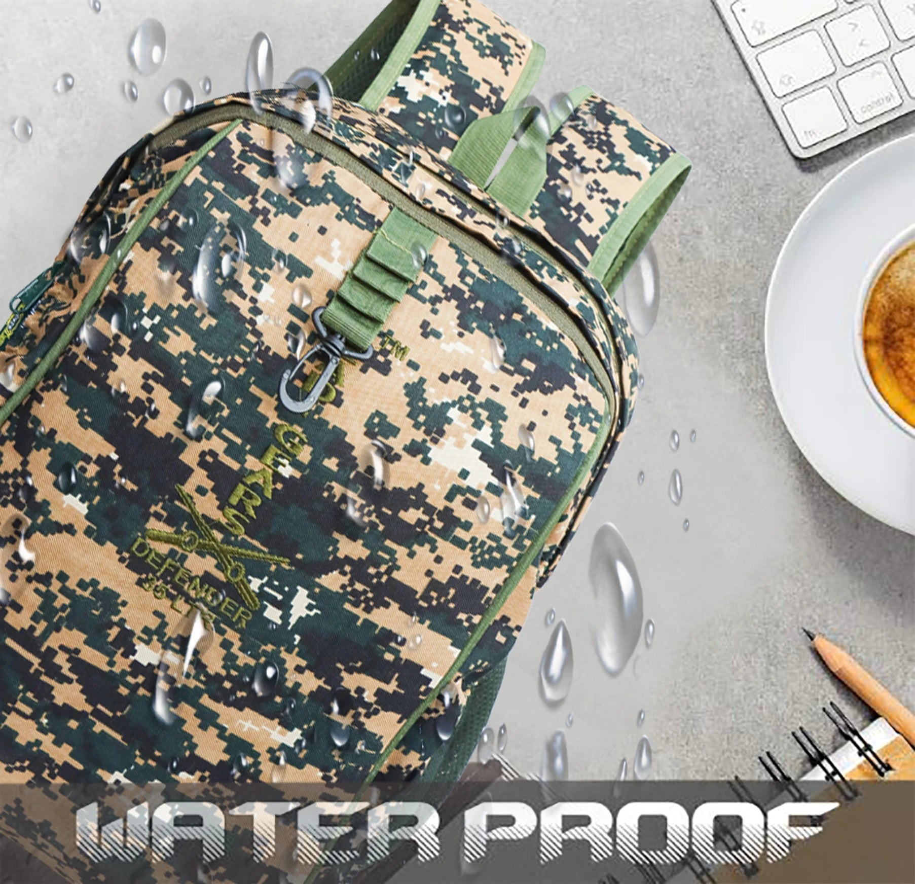 AZAD GEARS ARMY DEFENDER 35 LTR BACKPACK WITH EXTRA SPACE WITH 2 COMPARTMENT AND 3 POCKETS FOR TREKKING AND TRAVELLING | MEN & WOMEN | ARMY NEW DIGITAL CAMOUFLAGE| FREE SIZE