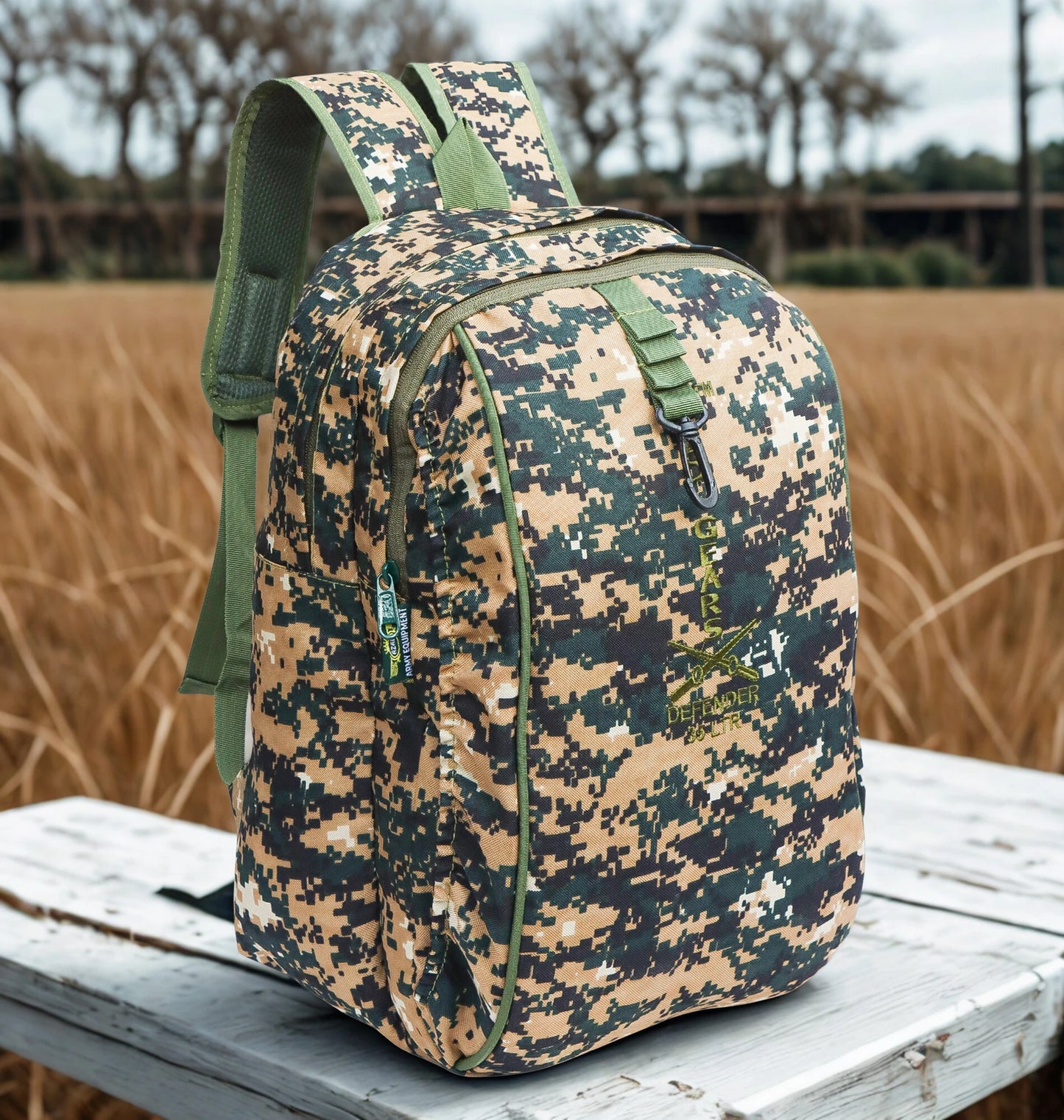 AZAD GEARS ARMY DEFENDER 35 LTR BACKPACK WITH EXTRA SPACE WITH 2 COMPARTMENT AND 3 POCKETS FOR TREKKING AND TRAVELLING | MEN & WOMEN | ARMY NEW DIGITAL CAMOUFLAGE| FREE SIZE
