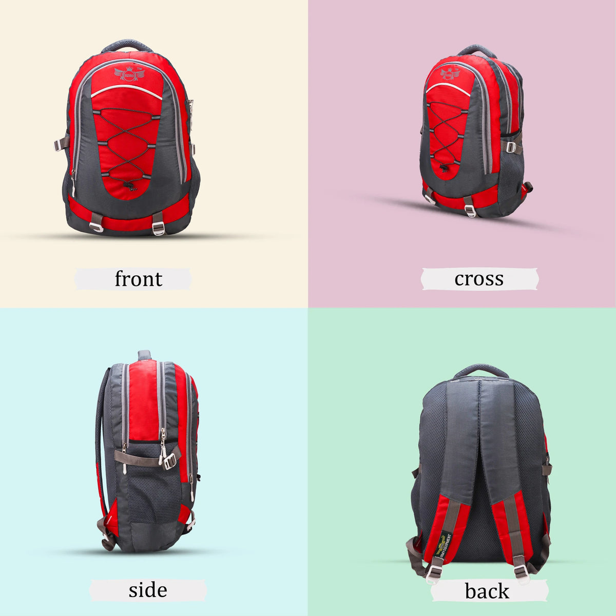 AZAD GEARS CIVIL LITE WEIGHT 40 LTR BACKPACK WITH EXTRA SPACE WITH 2 COMPARTMENTS AND 2 POCKETS FOR TREKKING AND TRAVELLING |MEN & WOMEN | DORI BAG RED | FREE SIZE