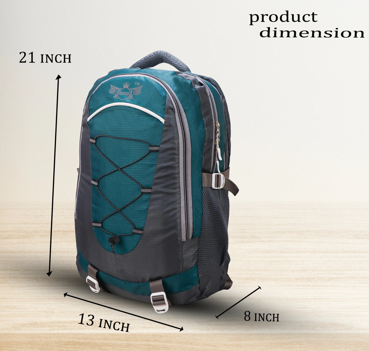 AZAD GEARS CIVIL LITE WEIGHT 40 LTR BACKPACK WITH EXTRA SPACE WITH 2 COMPARTMENTS AND 2 POCKETS FOR TREKKING AND TRAVELLING |MEN & WOMEN | DORI BAG SEA GREEN | FREE SIZE