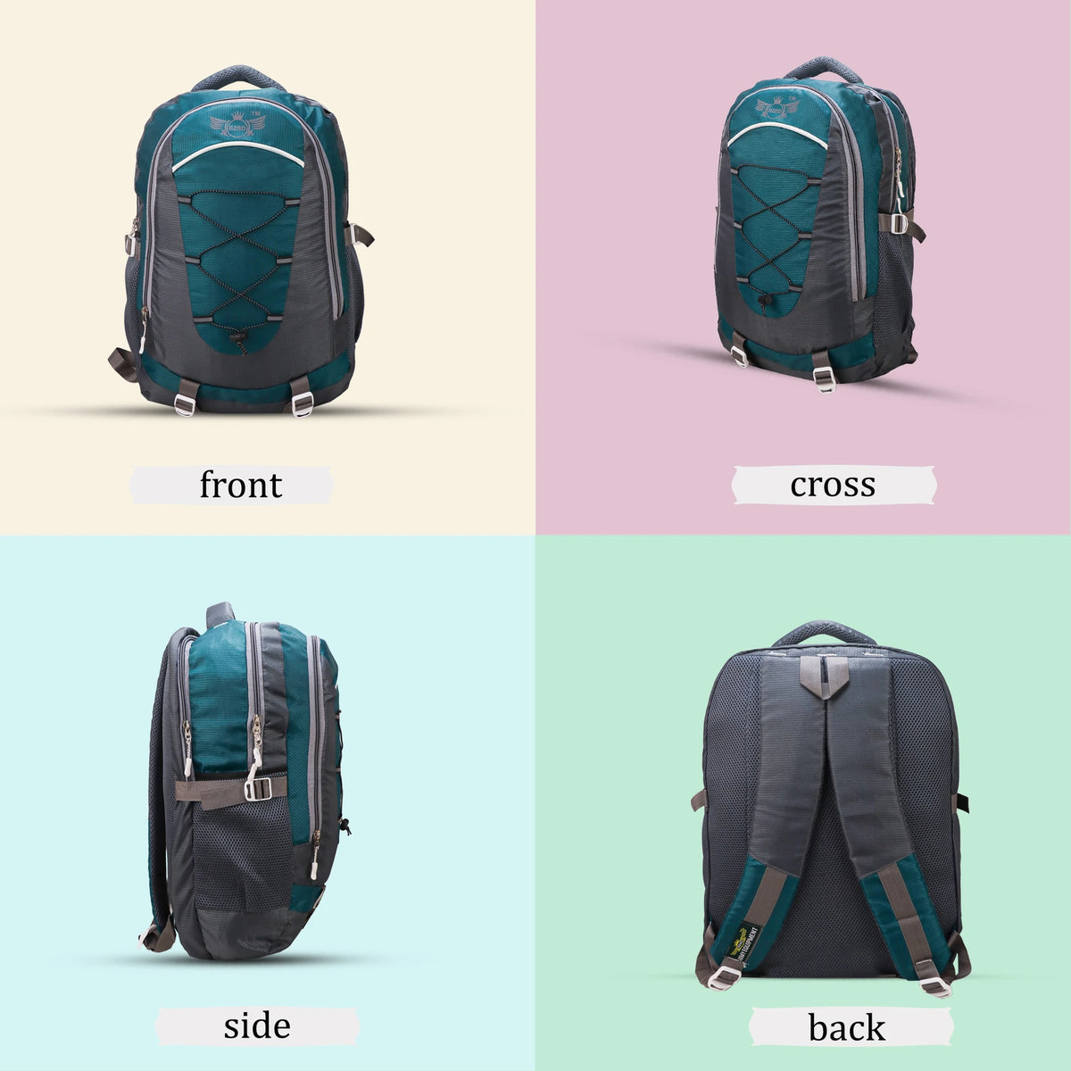 AZAD GEARS CIVIL LITE WEIGHT 40 LTR BACKPACK WITH EXTRA SPACE WITH 2 COMPARTMENTS AND 2 POCKETS FOR TREKKING AND TRAVELLING |MEN & WOMEN | DORI BAG SEA GREEN | FREE SIZE