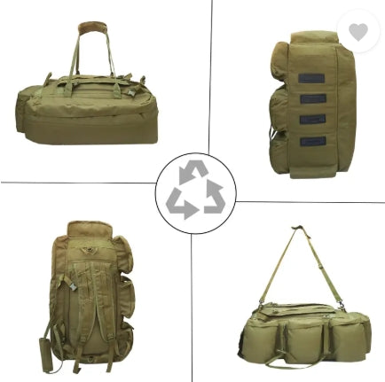 AZAD GEARS ARMY HAND DUFFLE BAG 155 LTR WITH EXTRA PACE BIG SIDE POCKETS AND  PROTECTED BASE FOR TREKKING AND TRAVELLING | MEN & WOMEN | ARMY LITE GREEN | LARGE CAPACITY