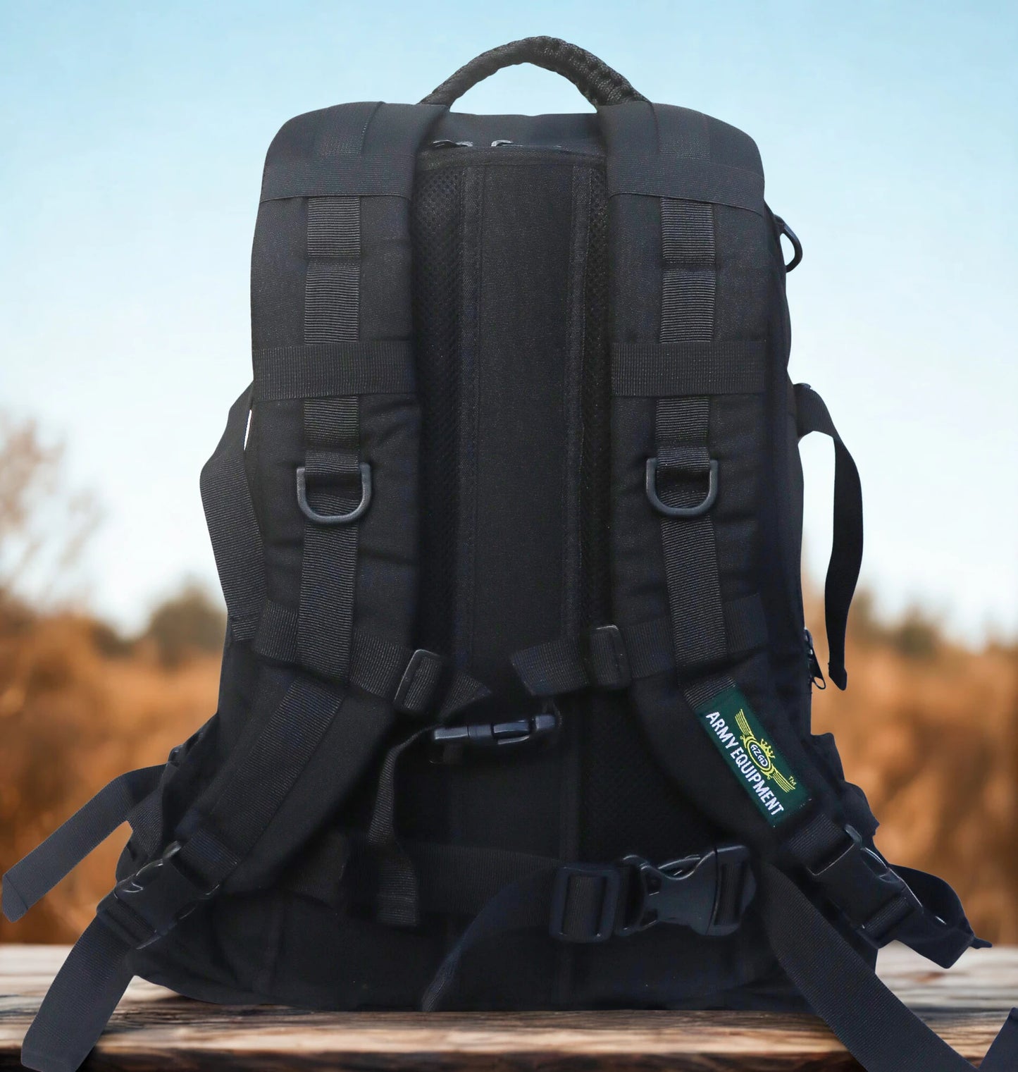 AZAD GEARS ARMY FIGHTER 55 LTR BACKPACK WITH EXTRA SPACE WITH 2 COMPARTMENT AND 6 POCKETS FOR TREKKING AND TRAVELLING | MEN & WOMEN | ARMY BLACK| FREE SIZE