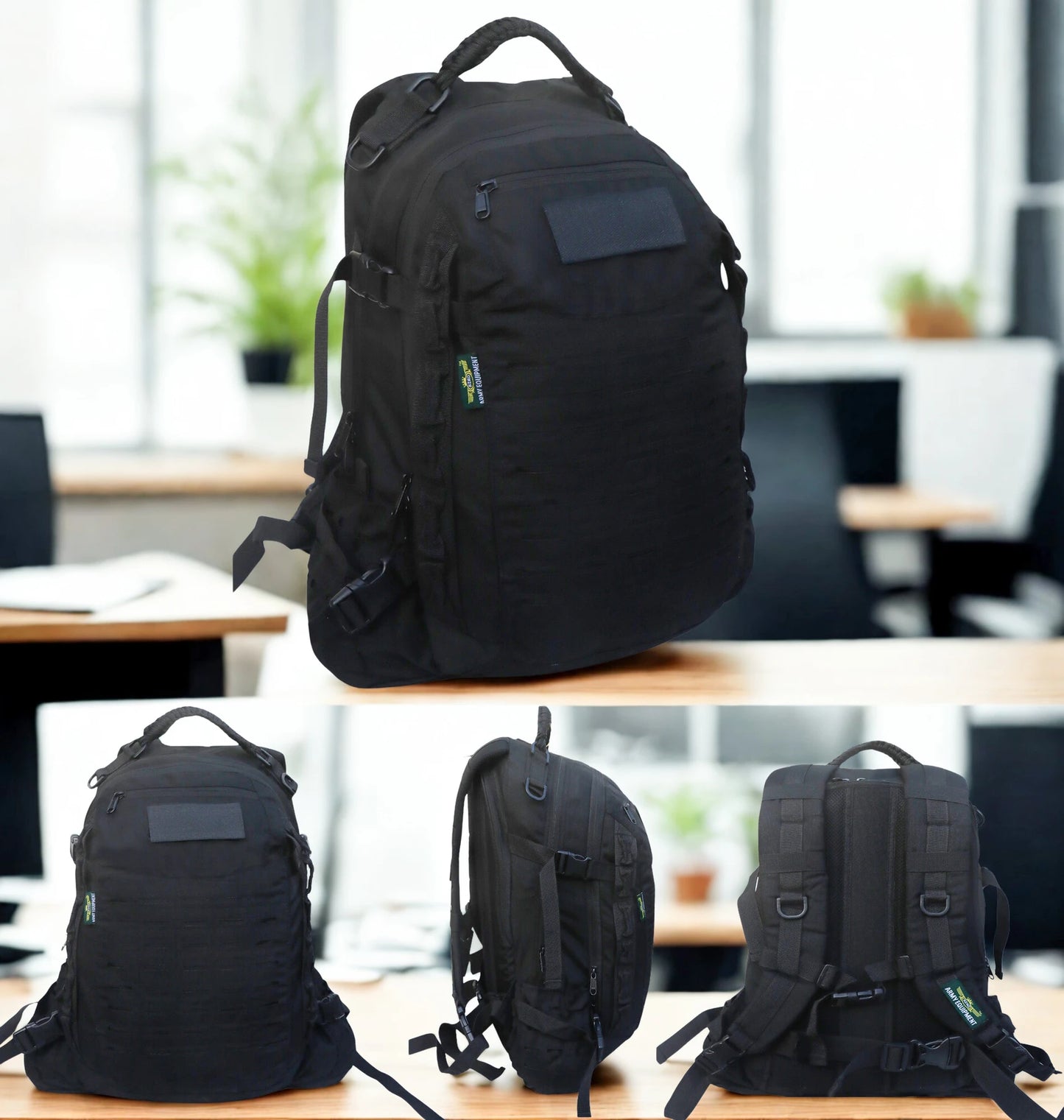 AZAD GEARS ARMY FIGHTER 55 LTR BACKPACK WITH EXTRA SPACE WITH 2 COMPARTMENT AND 6 POCKETS FOR TREKKING AND TRAVELLING | MEN & WOMEN | ARMY BLACK| FREE SIZE
