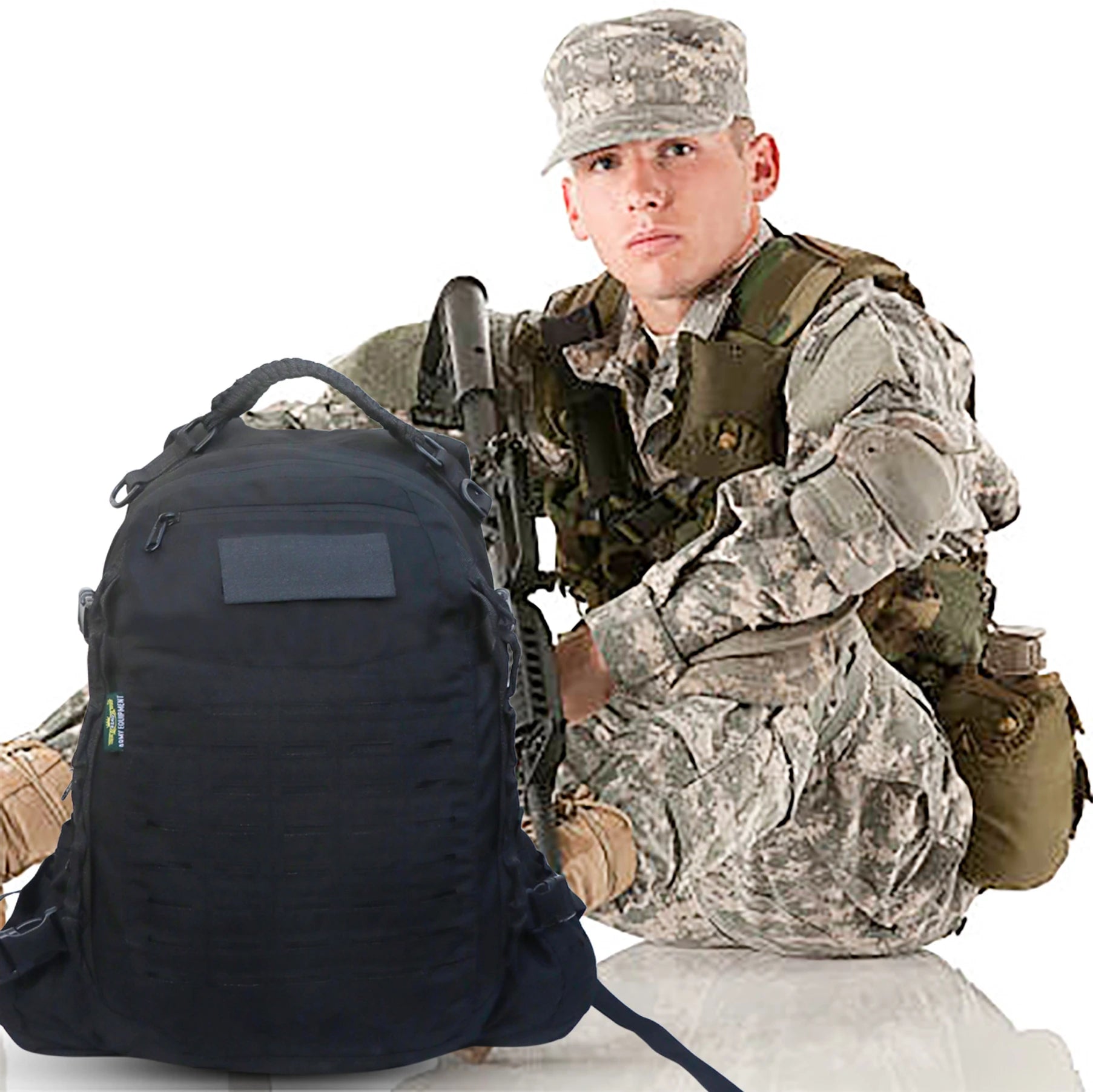 AZAD GEARS ARMY FIGHTER 55 LTR BACKPACK WITH EXTRA SPACE WITH 2 COMPARTMENT AND 6 POCKETS FOR TREKKING AND TRAVELLING | MEN & WOMEN | ARMY BLACK| FREE SIZE