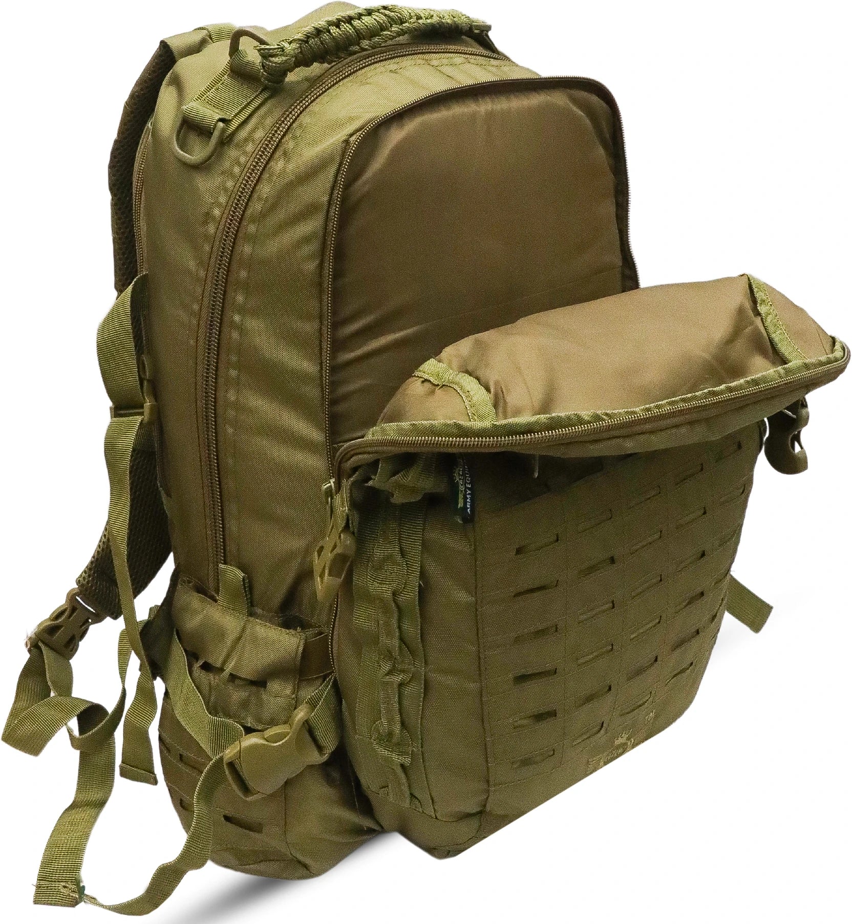 AZAD GEARS ARMY FIGHTER 55 LTR BACKPACK WITH EXTRA SPACE WITH 2 COMPARTMENT AND 6 POCKETS FOR TREKKING AND TRAVELLING | MEN & WOMEN | ARMY LITE GREEN| FREE SIZE
