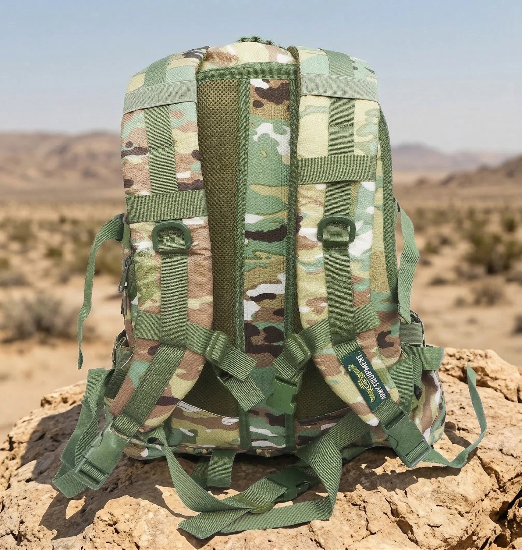 AZAD GEARS ARMY FIGHTER 55 LTR BACKPACK WITH EXTRA SPACE WITH 2 COMPARTMENT AND 6 POCKETS FOR TREKKING AND TRAVELLING | MEN & WOMEN | ARMY MULTICAM CLASSIC CAMOUFLAGE| FREE SIZE