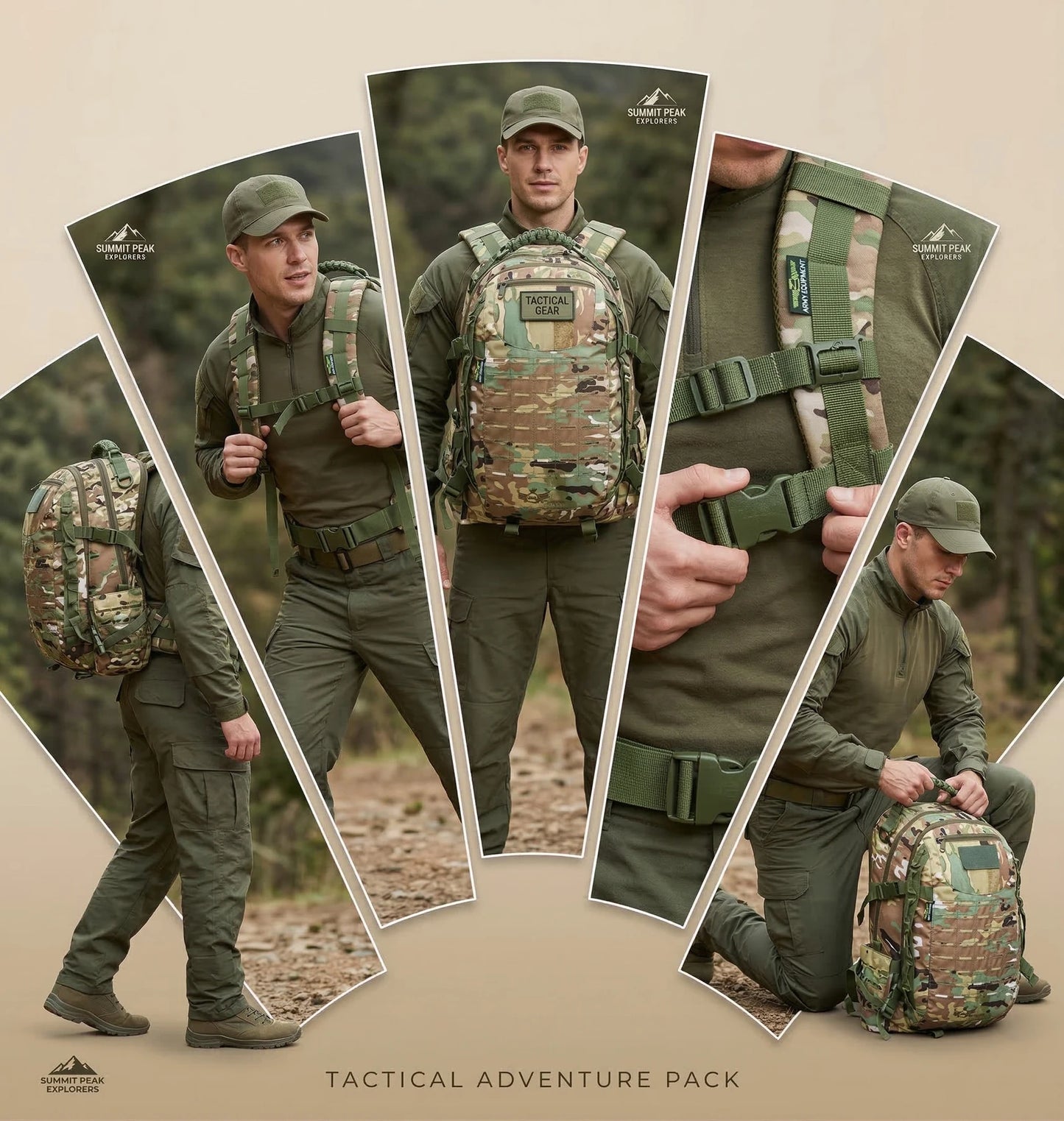 AZAD GEARS ARMY FIGHTER 55 LTR BACKPACK WITH EXTRA SPACE WITH 2 COMPARTMENT AND 6 POCKETS FOR TREKKING AND TRAVELLING | MEN & WOMEN | ARMY MULTICAM CLASSIC CAMOUFLAGE| FREE SIZE