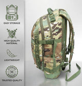 AZAD GEARS ARMY FIGHTER 55 LTR BACKPACK WITH EXTRA SPACE WITH 2 COMPARTMENT AND 6 POCKETS FOR TREKKING AND TRAVELLING | MEN & WOMEN | ARMY MULTICAM CLASSIC CAMOUFLAGE| FREE SIZE