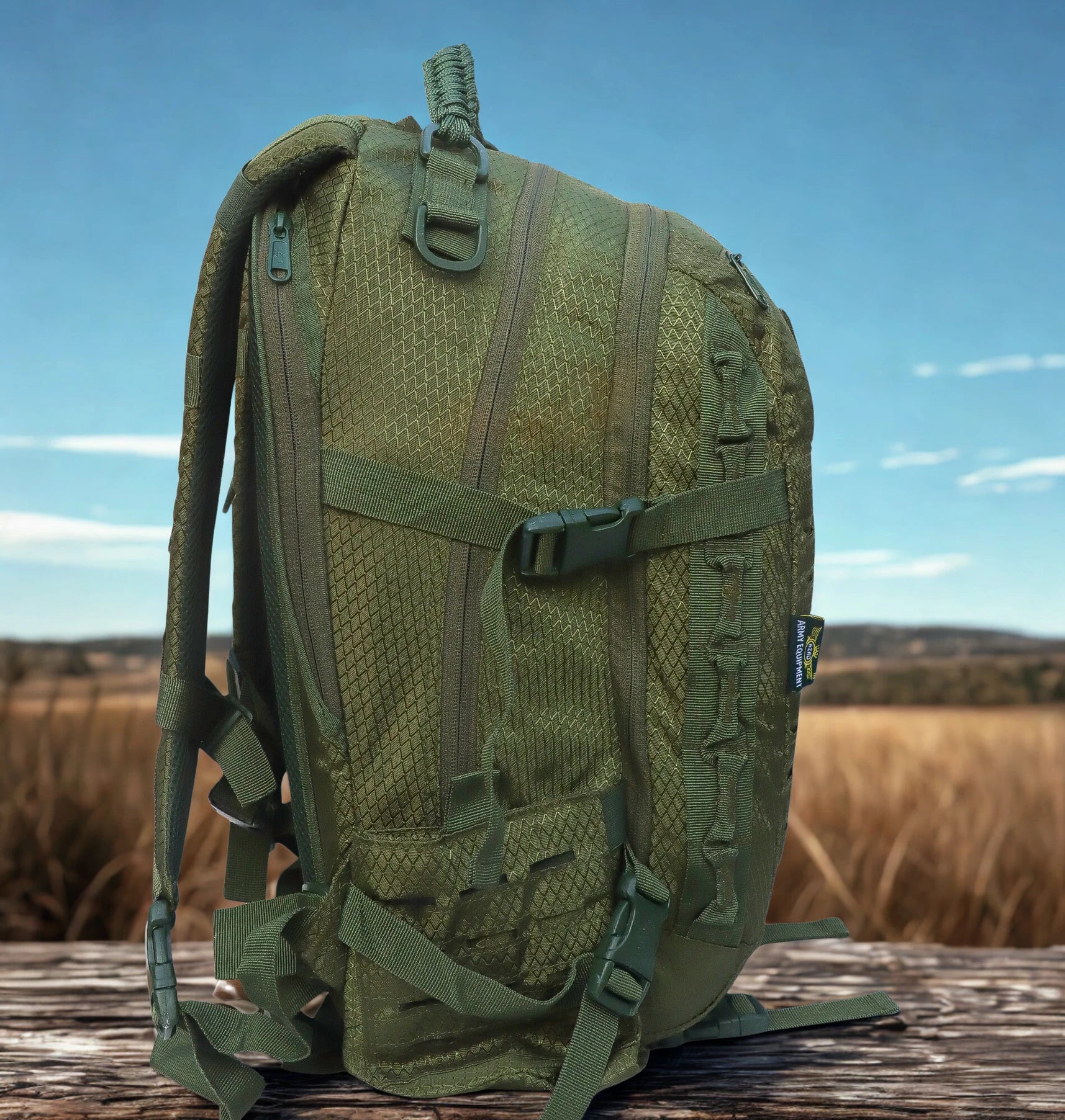 AZAD GEARS ARMY FIGHTER 55 LTR BACKPACK WITH EXTRA SPACE WITH 2 COMPARTMENT AND 6 POCKETS FOR TREKKING AND TRAVELLING | MEN & WOMEN | ARMY GREEN| FREE SIZE