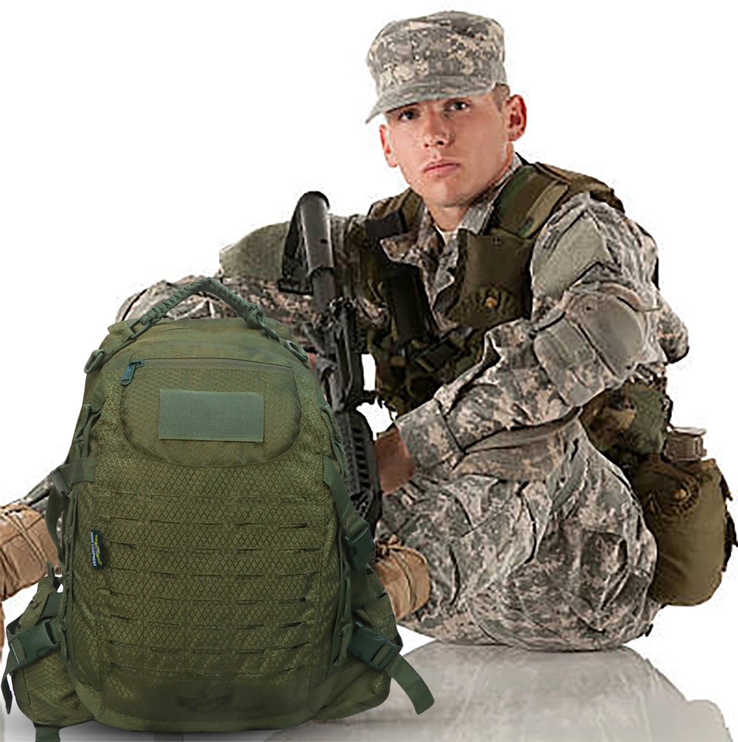 AZAD GEARS ARMY FIGHTER 55 LTR BACKPACK WITH EXTRA SPACE WITH 2 COMPARTMENT AND 6 POCKETS FOR TREKKING AND TRAVELLING | MEN & WOMEN | ARMY GREEN| FREE SIZE