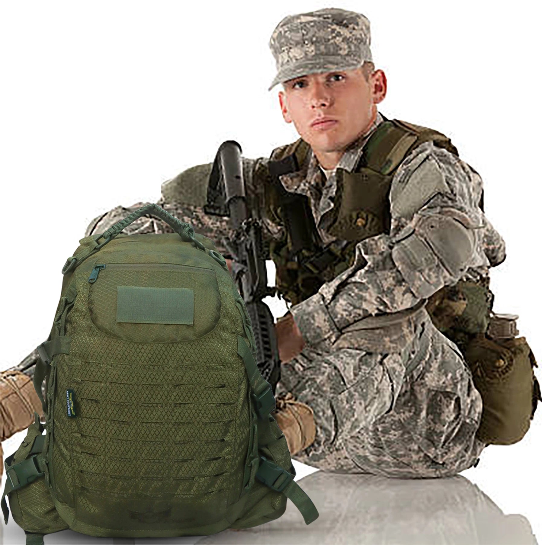 AZAD GEARS ARMY FIGHTER 55 LTR BACKPACK WITH EXTRA SPACE WITH 2 COMPARTMENT AND 6 POCKETS FOR TREKKING AND TRAVELLING | MEN & WOMEN | ARMY GREEN| FREE SIZE