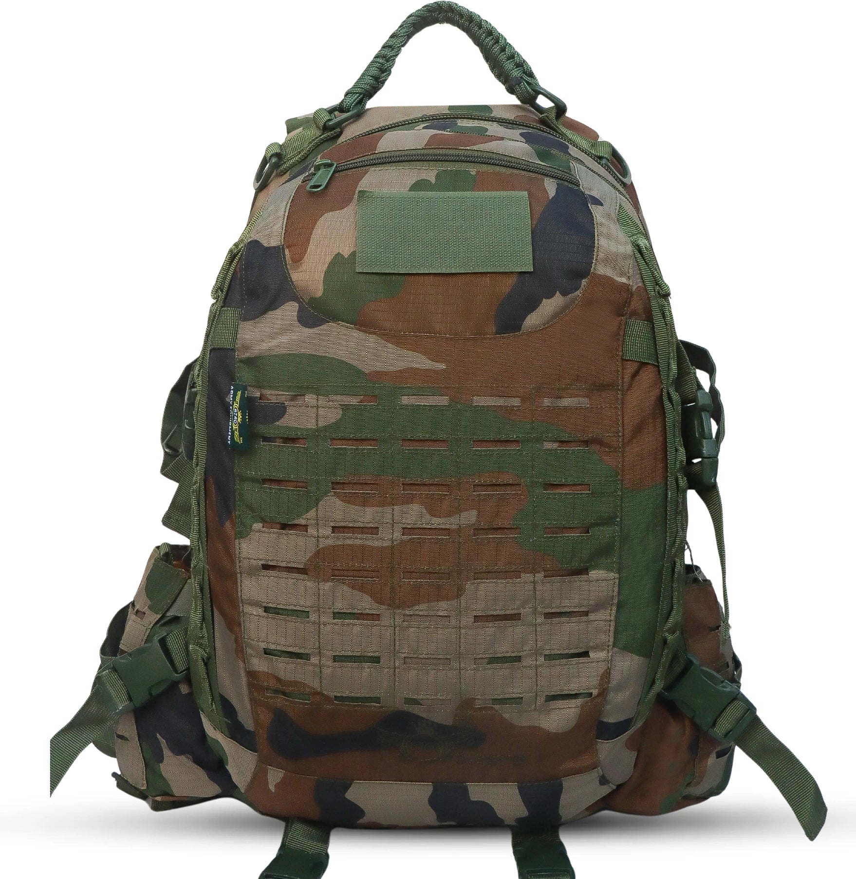 AZAD GEARS ARMY FIGHTER 55 LTR BACKPACK WITH EXTRA SPACE WITH 2 COMPARTMENT AND 6 POCKETS FOR TREKKING AND TRAVELLING | MEN & WOMEN | ARMY WOODLAND CAMOUFLAGE| FREE SIZE