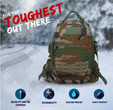 AZAD GEARS ARMY FIGHTER 55 LTR BACKPACK WITH EXTRA SPACE WITH 2 COMPARTMENT AND 6 POCKETS FOR TREKKING AND TRAVELLING | MEN & WOMEN | ARMY WOODLAND CAMOUFLAGE| FREE SIZE