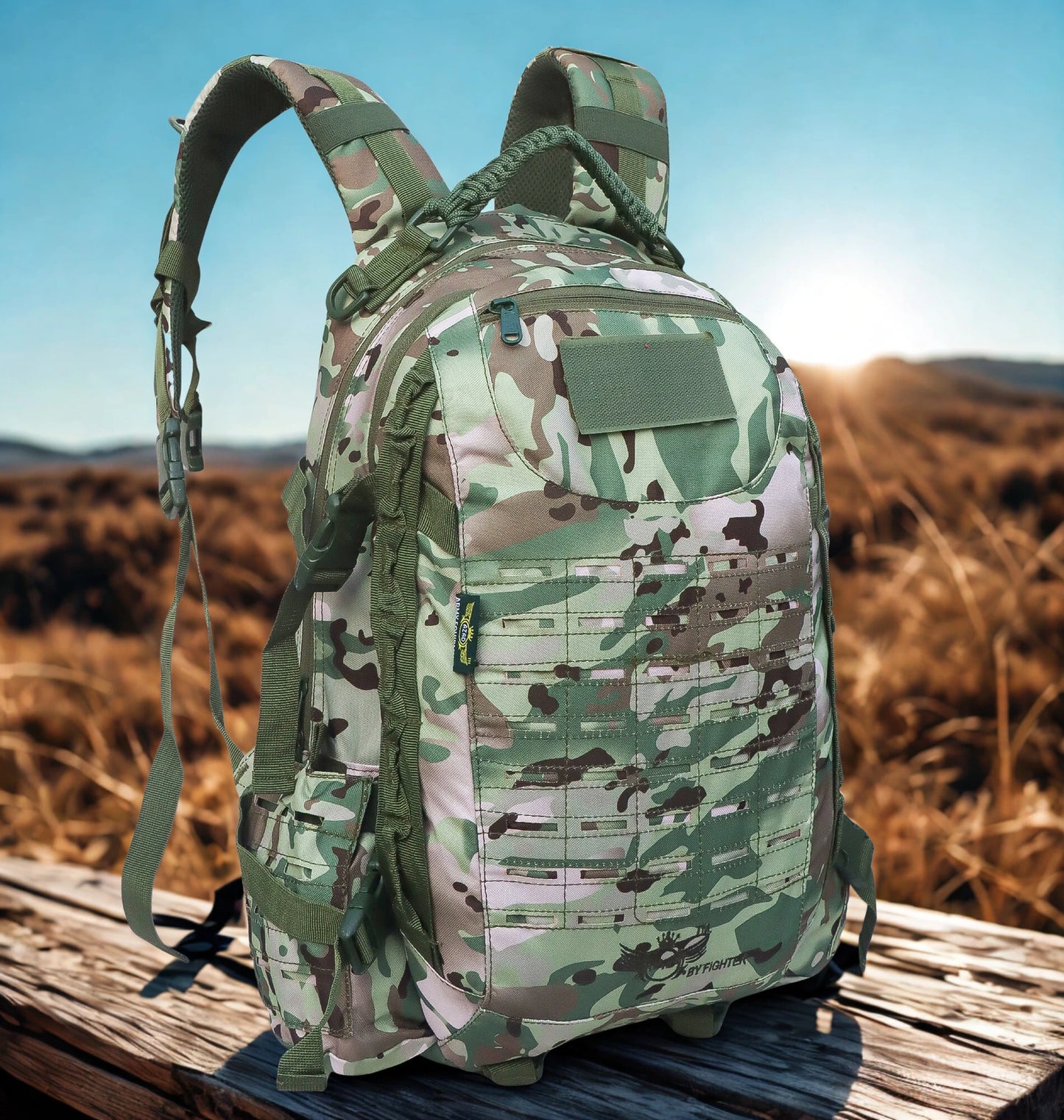 AZAD GEARS ARMY FIGHTER 55 LTR BACKPACK WITH EXTRA SPACE WITH 2 COMPARTMENT AND 6 POCKETS FOR TREKKING AND TRAVELLING | MEN & WOMEN | ARMY U.S PRINT CAMOUFLAGE| FREE SIZE