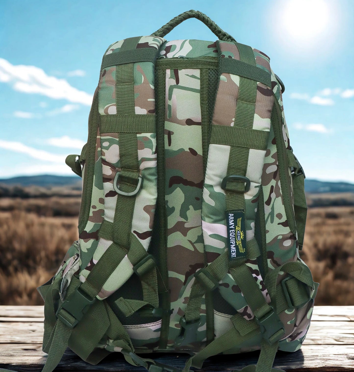AZAD GEARS ARMY FIGHTER 55 LTR BACKPACK WITH EXTRA SPACE WITH 2 COMPARTMENT AND 6 POCKETS FOR TREKKING AND TRAVELLING | MEN & WOMEN | ARMY U.S PRINT CAMOUFLAGE| FREE SIZE