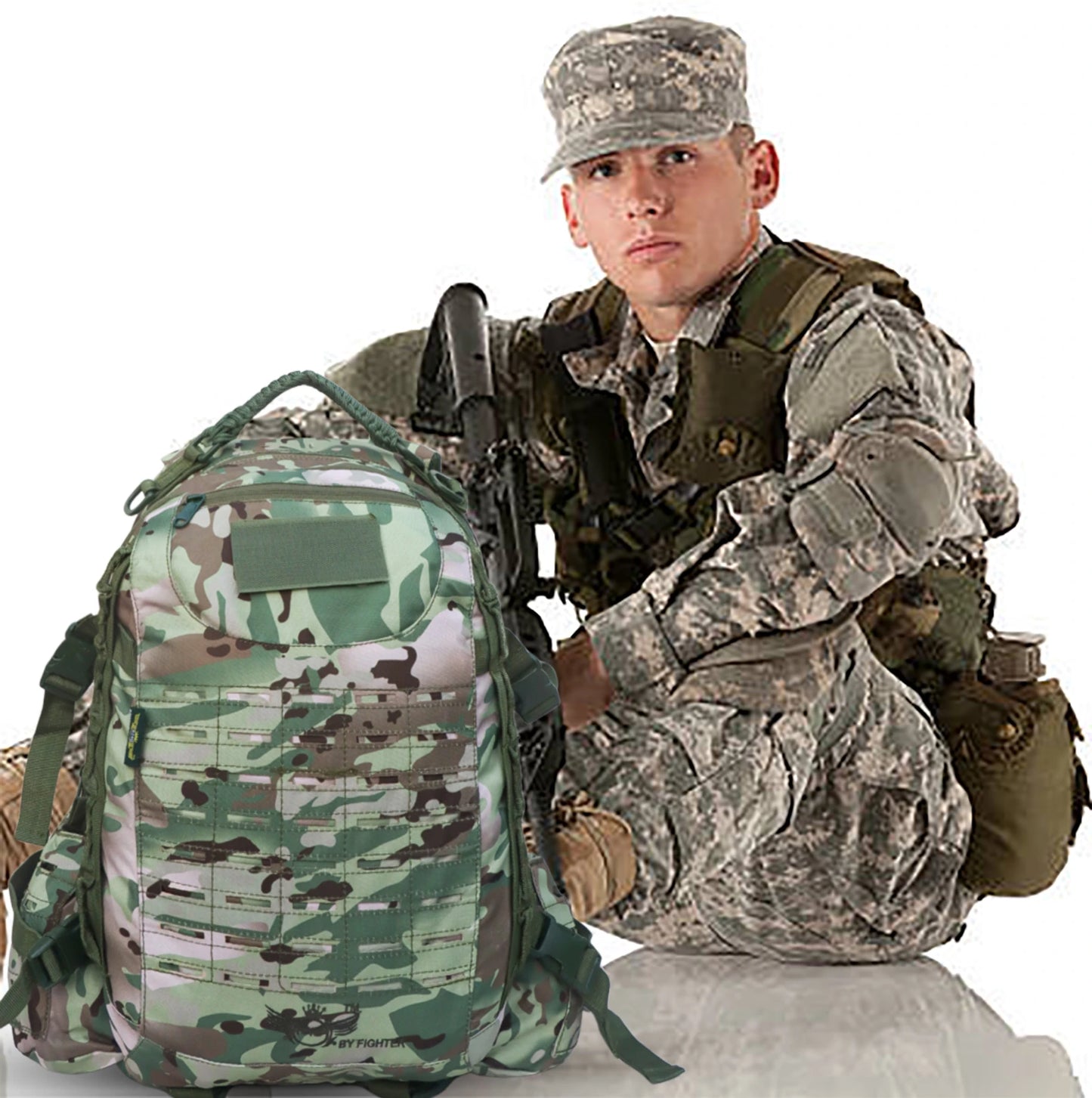 AZAD GEARS ARMY FIGHTER 55 LTR BACKPACK WITH EXTRA SPACE WITH 2 COMPARTMENT AND 6 POCKETS FOR TREKKING AND TRAVELLING | MEN & WOMEN | ARMY U.S PRINT CAMOUFLAGE| FREE SIZE