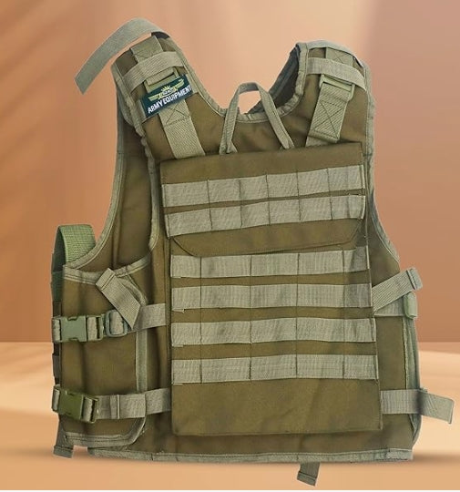 AZAD GEARS ARMY TECTICAL HARNESS VEST FOR ARY WITH STUFF ORGANIZER AND POUCHES| MEN & WOMEN | ARMY LITE GREEN | FREE SIZE