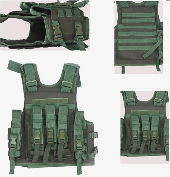 AZAD GEARS ARMY TECTICAL HARNESS VEST FOR ARY WITH STUFF ORGANIZER AND POUCHES| MEN & WOMEN | ARMY GREEN | FREE SIZE