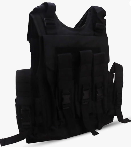 AZAD GEARS ARMY TECTICAL HARNESS VEST FOR ARY WITH STUFF ORGANIZER AND POUCHES| MEN & WOMEN | ARMY BLACK | FREE SIZE
