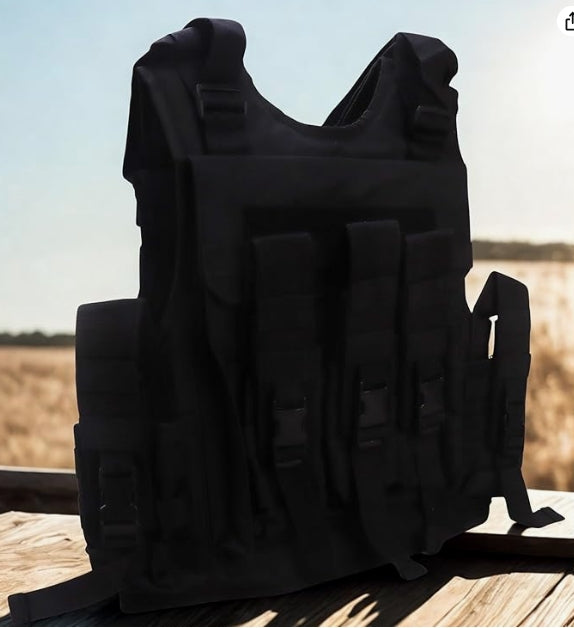 AZAD GEARS ARMY TECTICAL HARNESS VEST FOR ARY WITH STUFF ORGANIZER AND POUCHES| MEN & WOMEN | ARMY BLACK | FREE SIZE